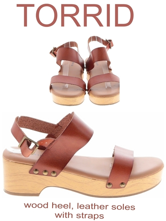 torrid Shoes - Torrid Brown Leather Wood-Effect Platform Sandals strappy With Cusion Soles 7.5w